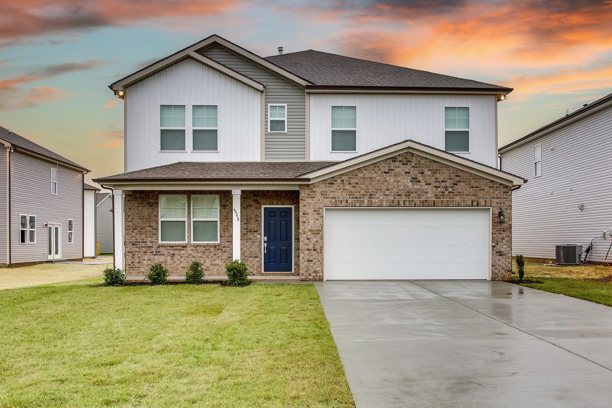 A house with a garage.