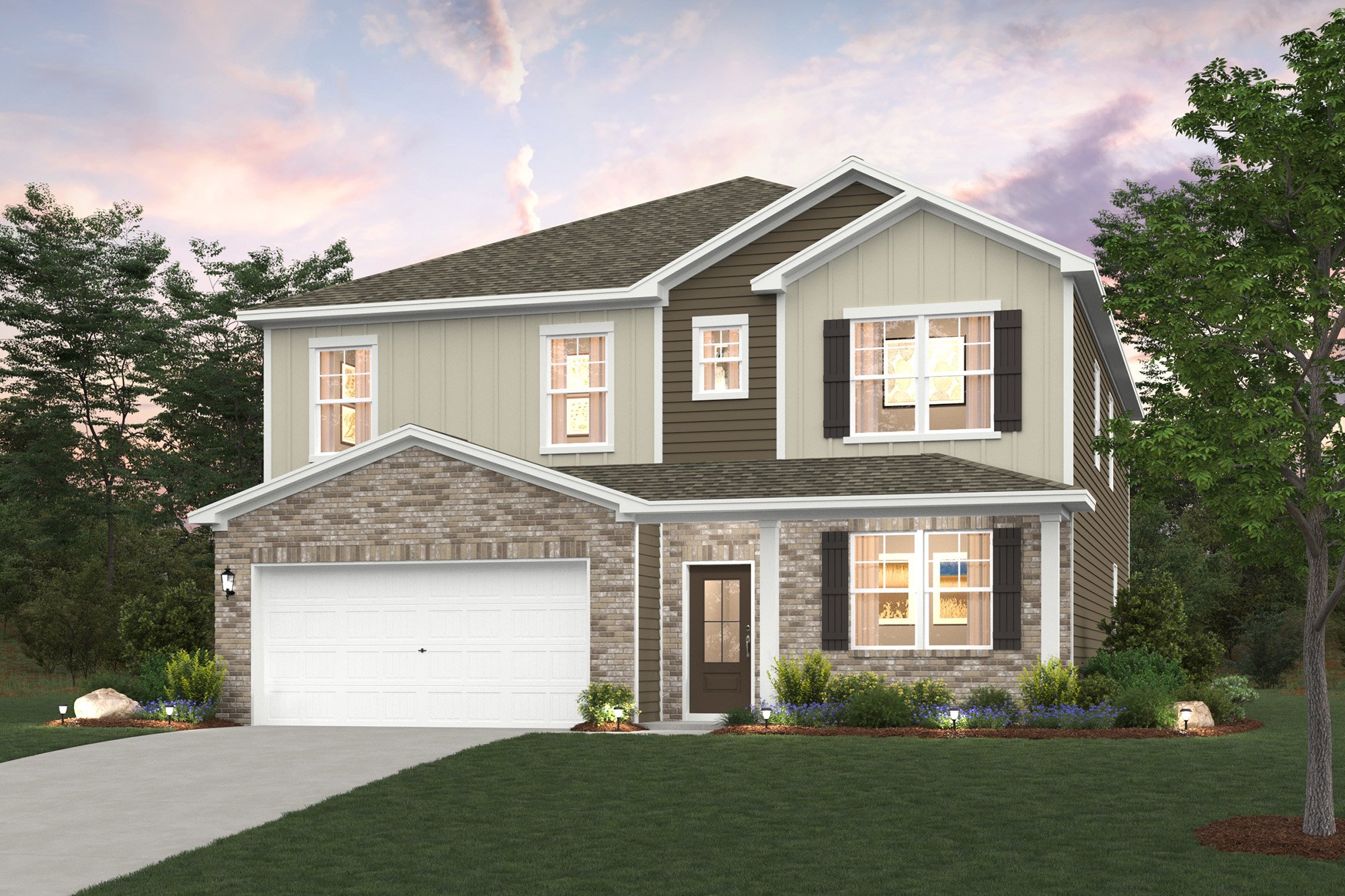 A house with a garage.