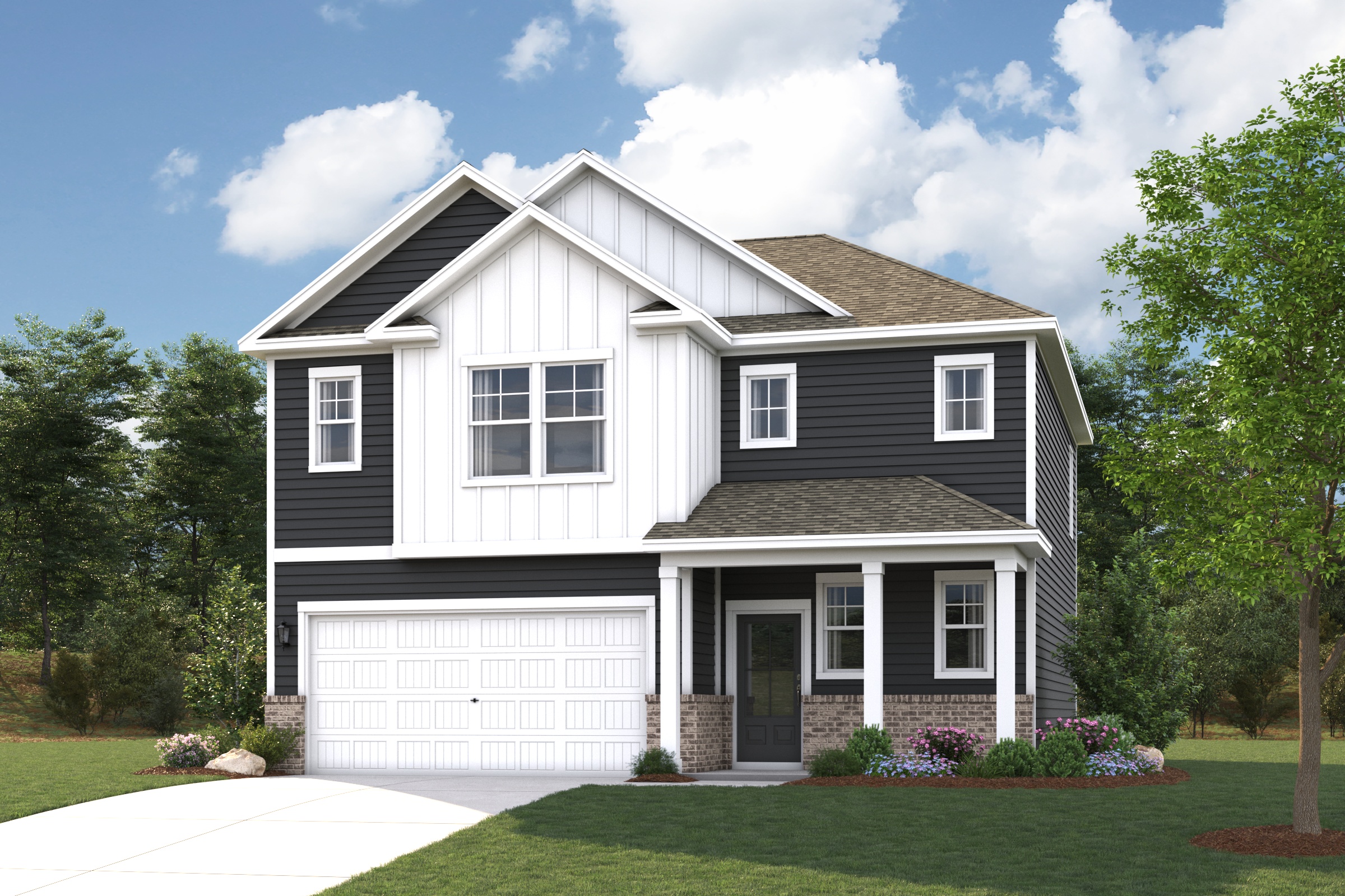 A house with a garage.