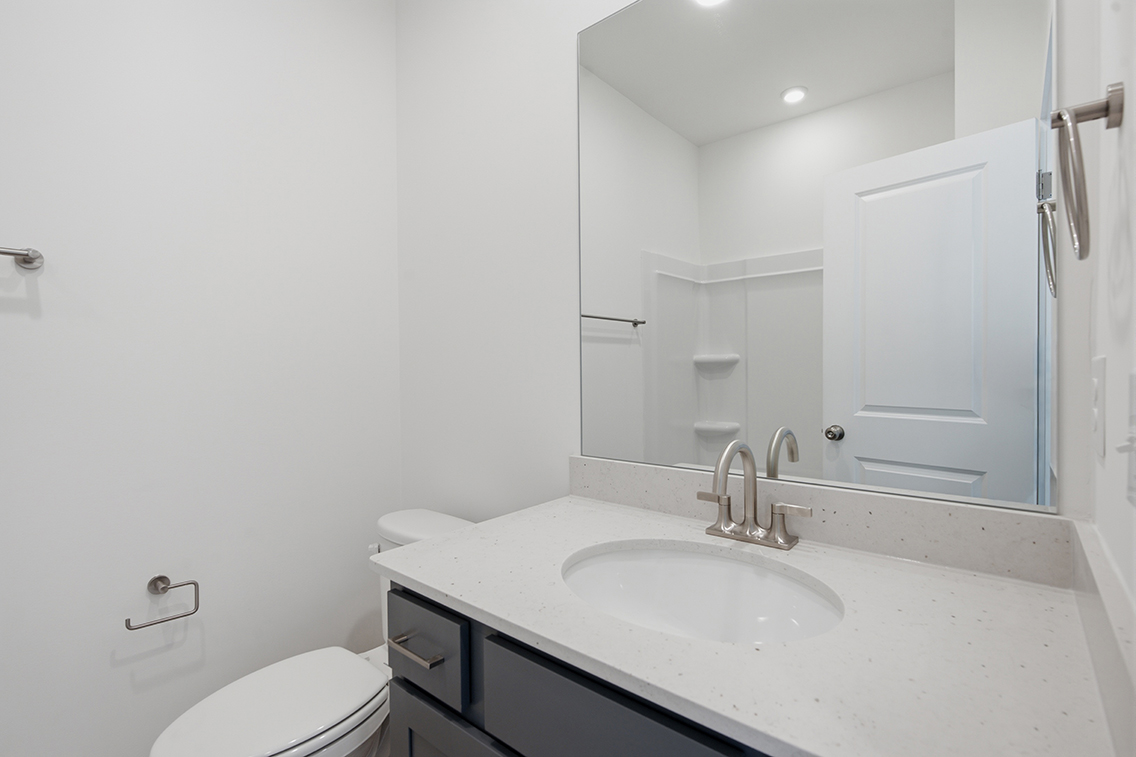 A bathroom with a sink and a toilet.