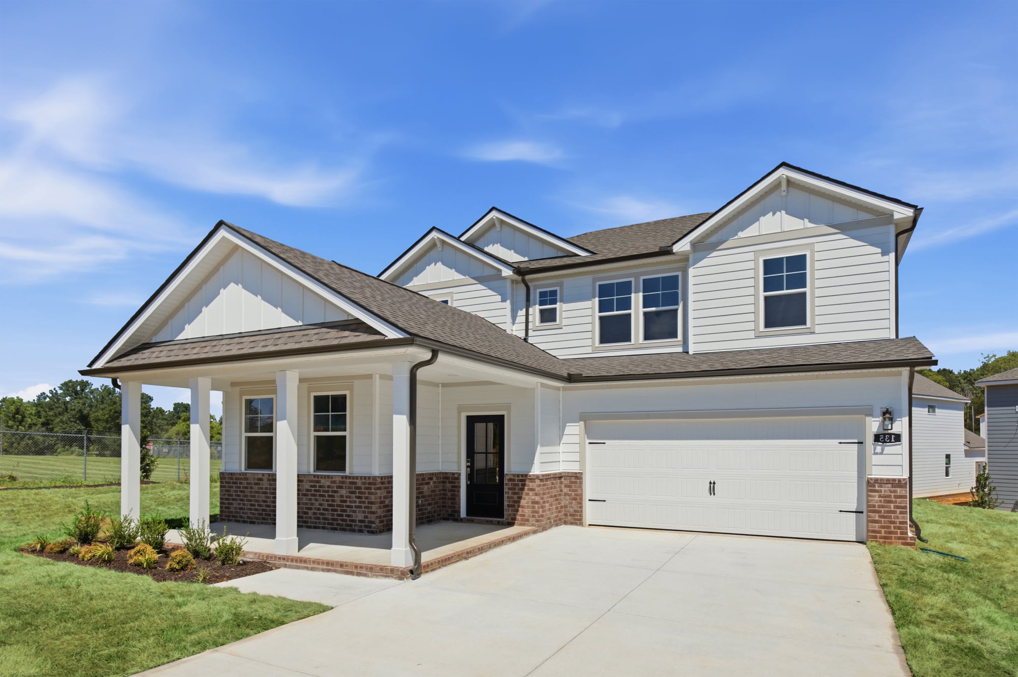 A house with a garage.