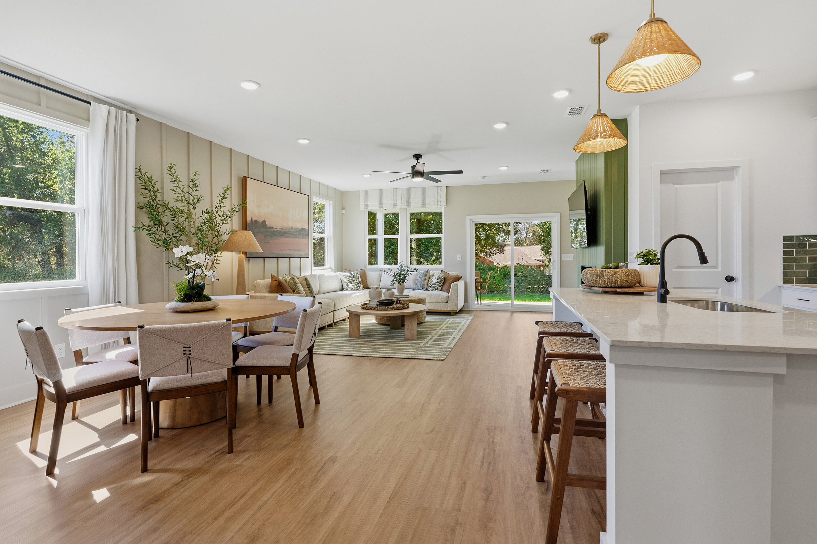 A kitchen and dining room.