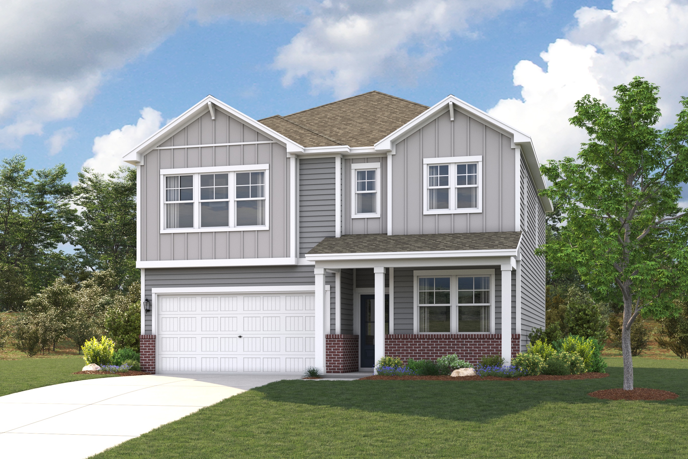A house with a garage.