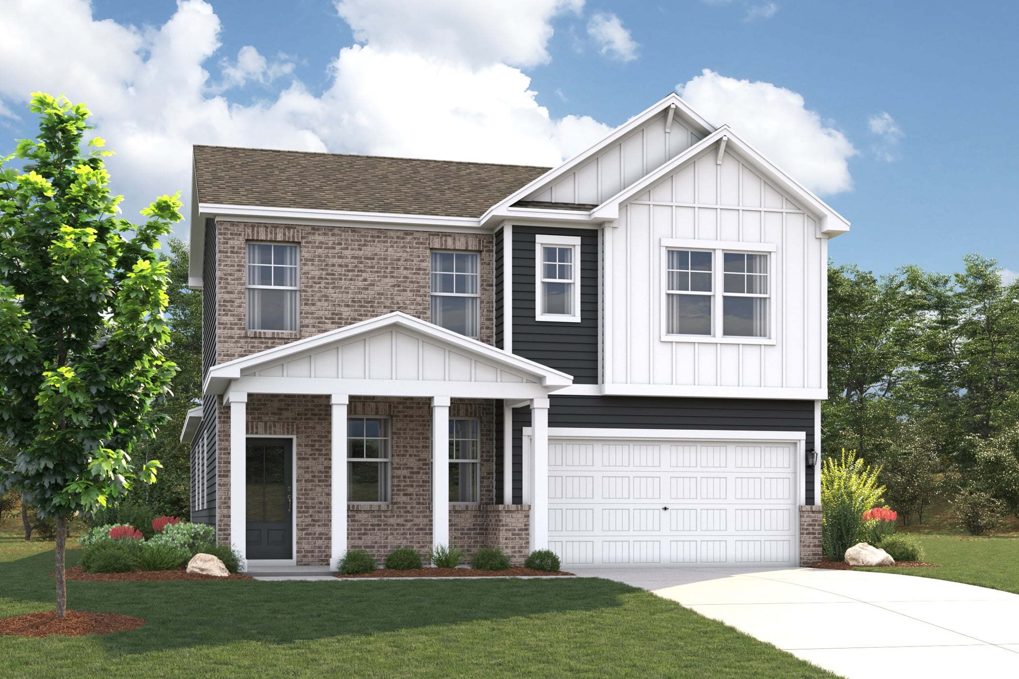 A house with a garage.
