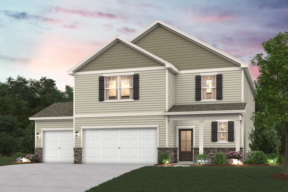 A house with a garage.