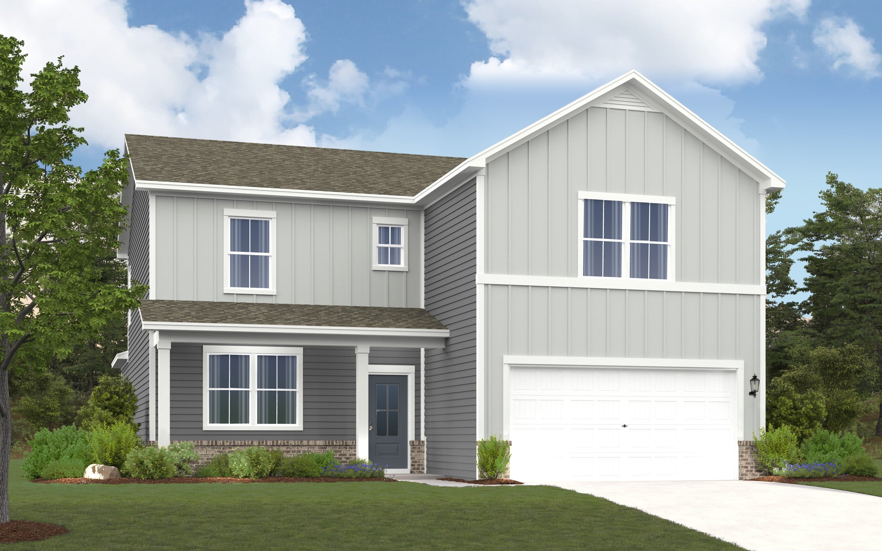 A house with a garage.