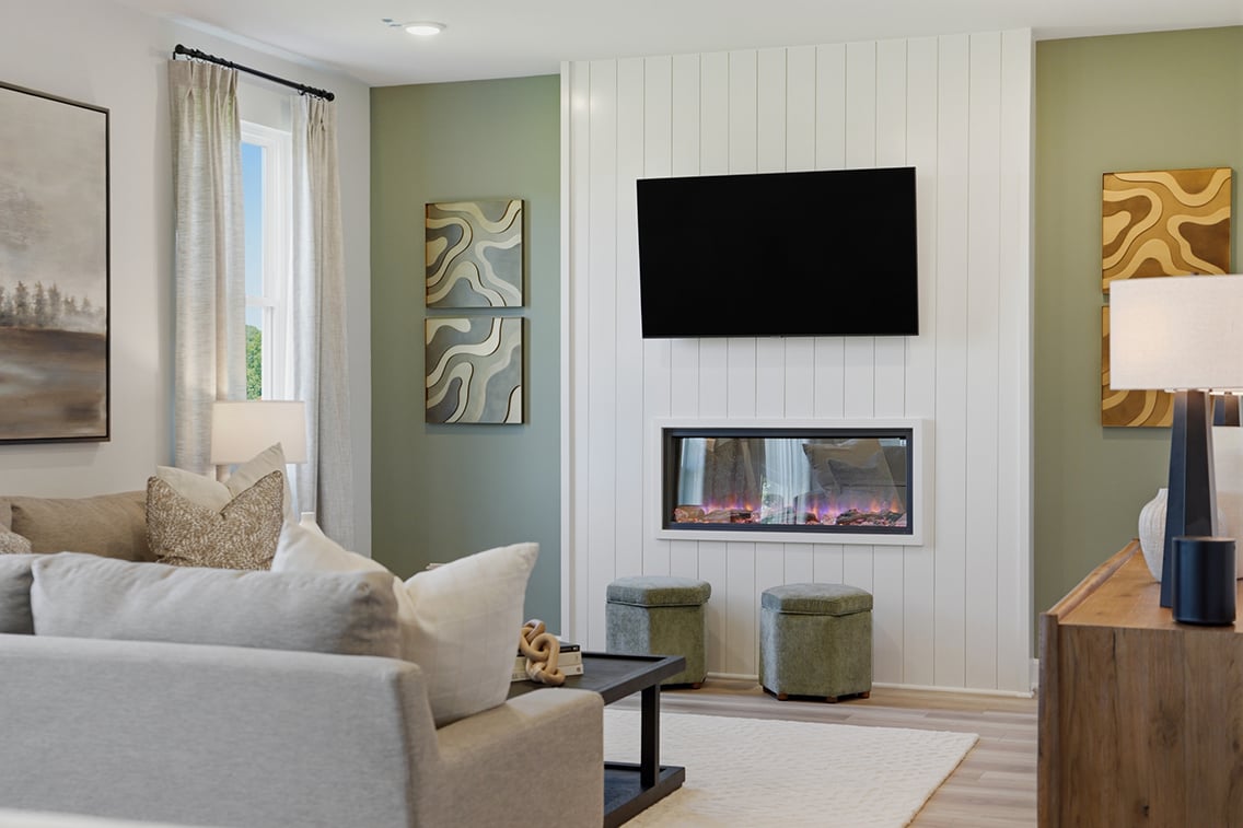 A living room with a tv and couches.
