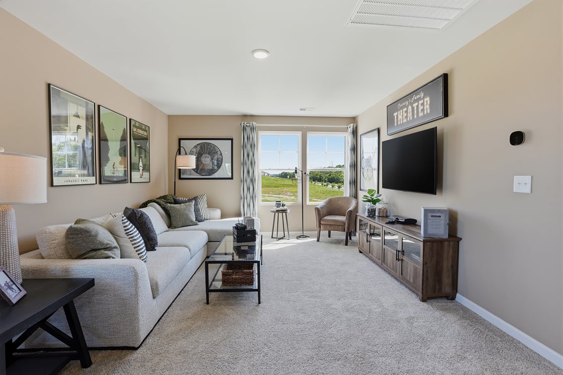 A living room with a tv and couches.