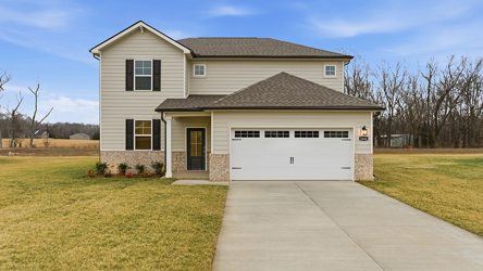 A house with a driveway.