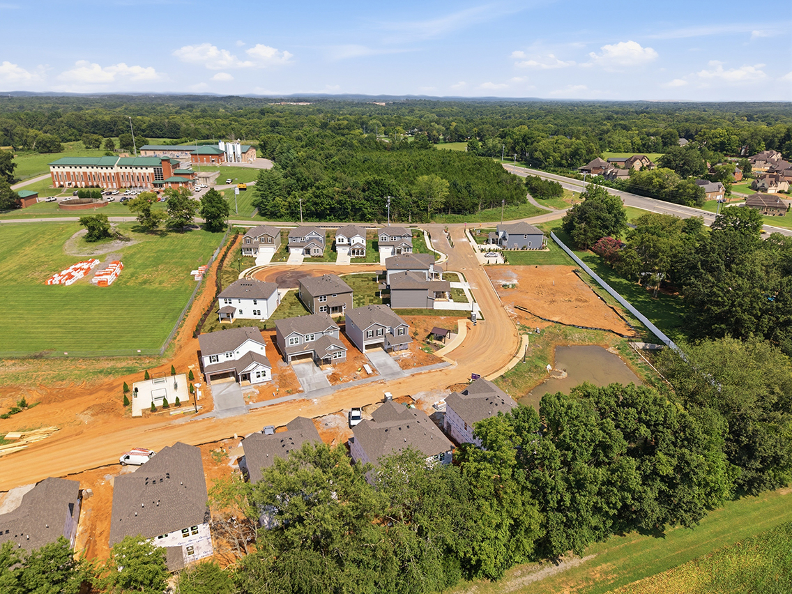 Aerial view of a town.