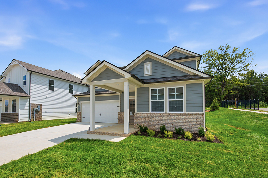 A house with a driveway.