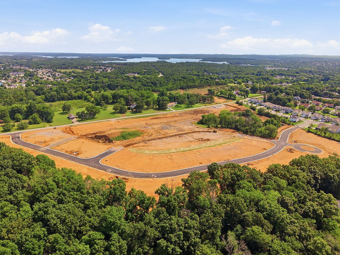 A landscape with trees and roads.