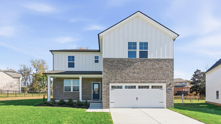 A building with a garage.