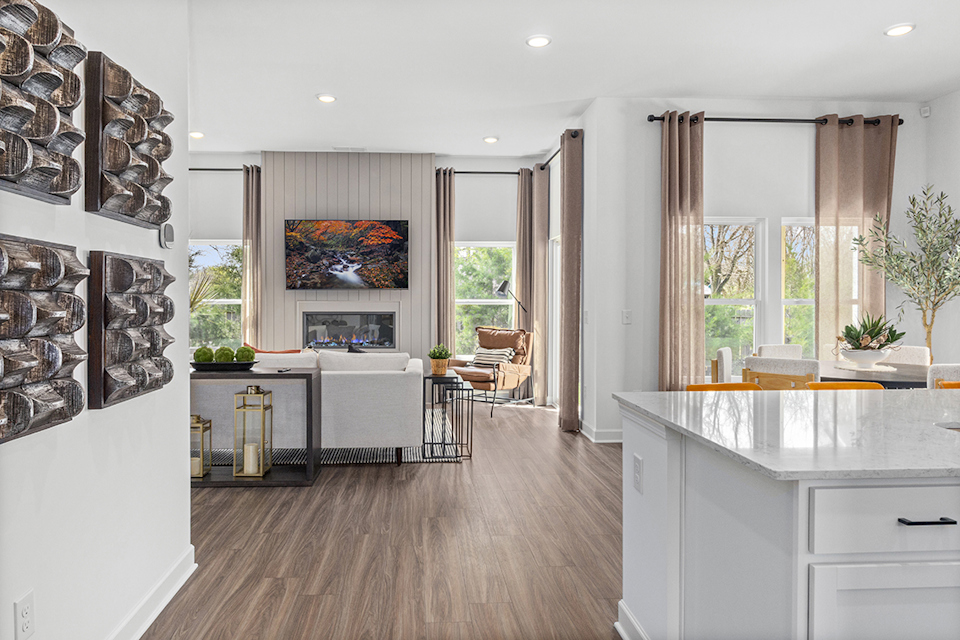 A kitchen and dining room.