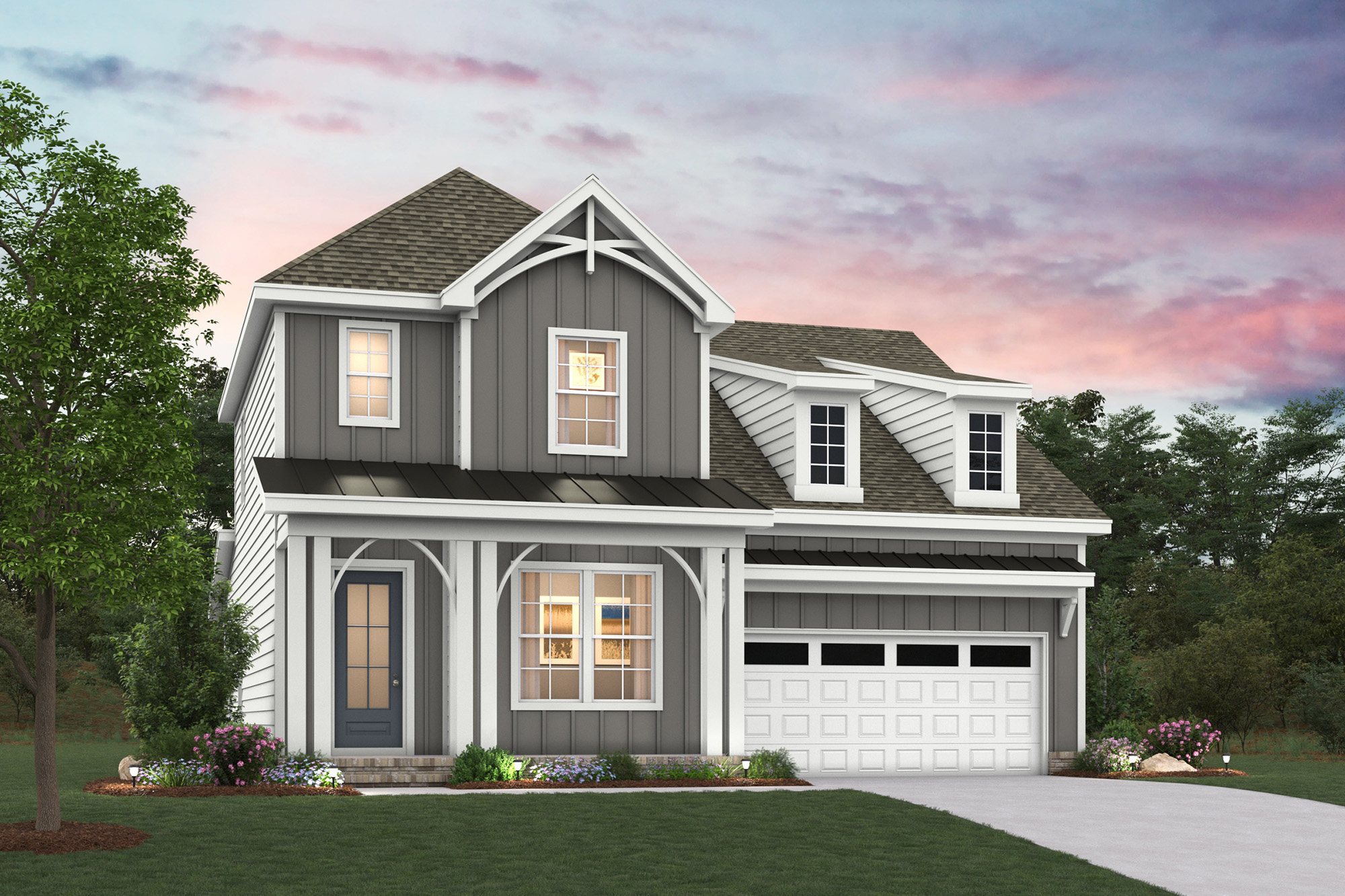 A house with a large front yard.