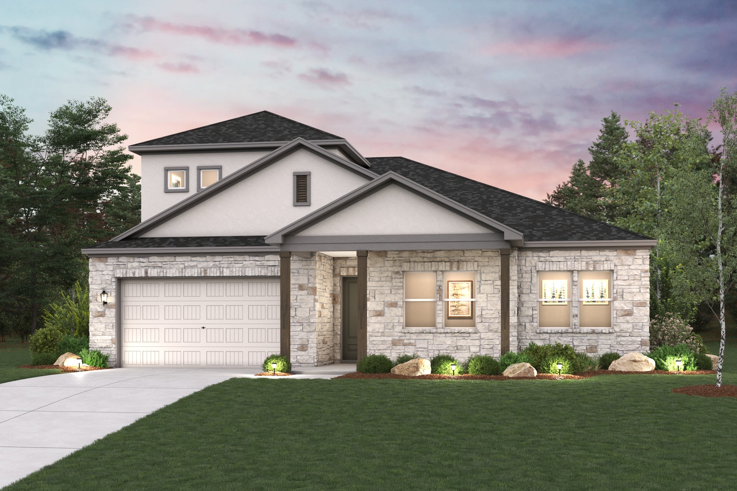 A house with a large front yard.