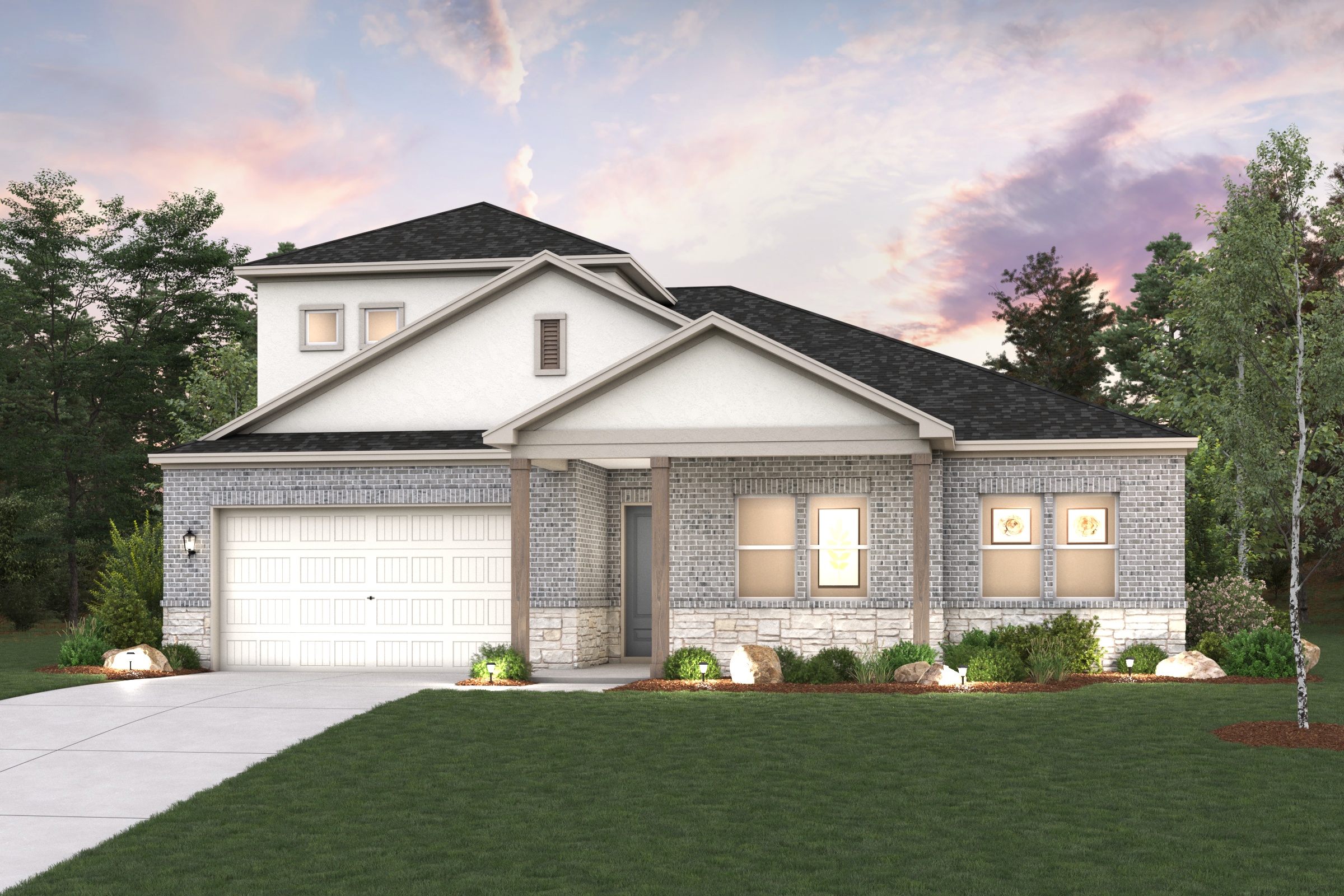 A house with a garage.