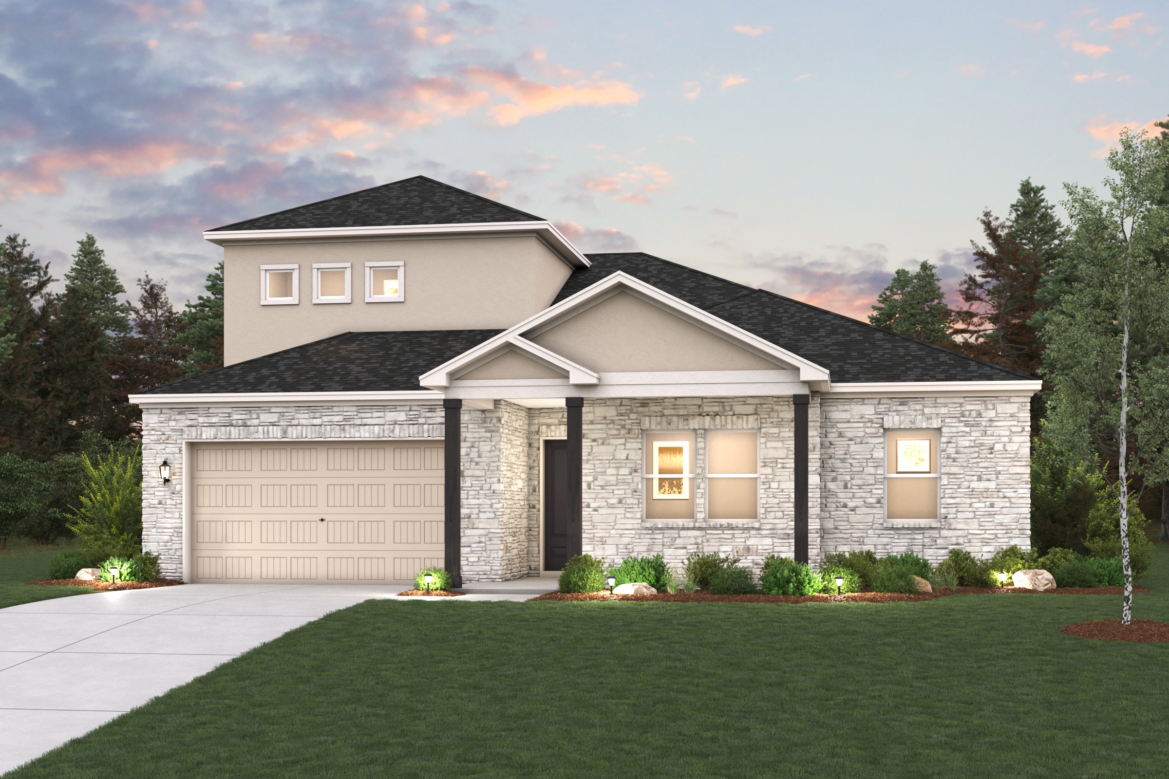 A house with a large front yard.