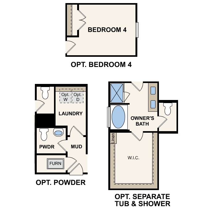 Erie plan, first floor options