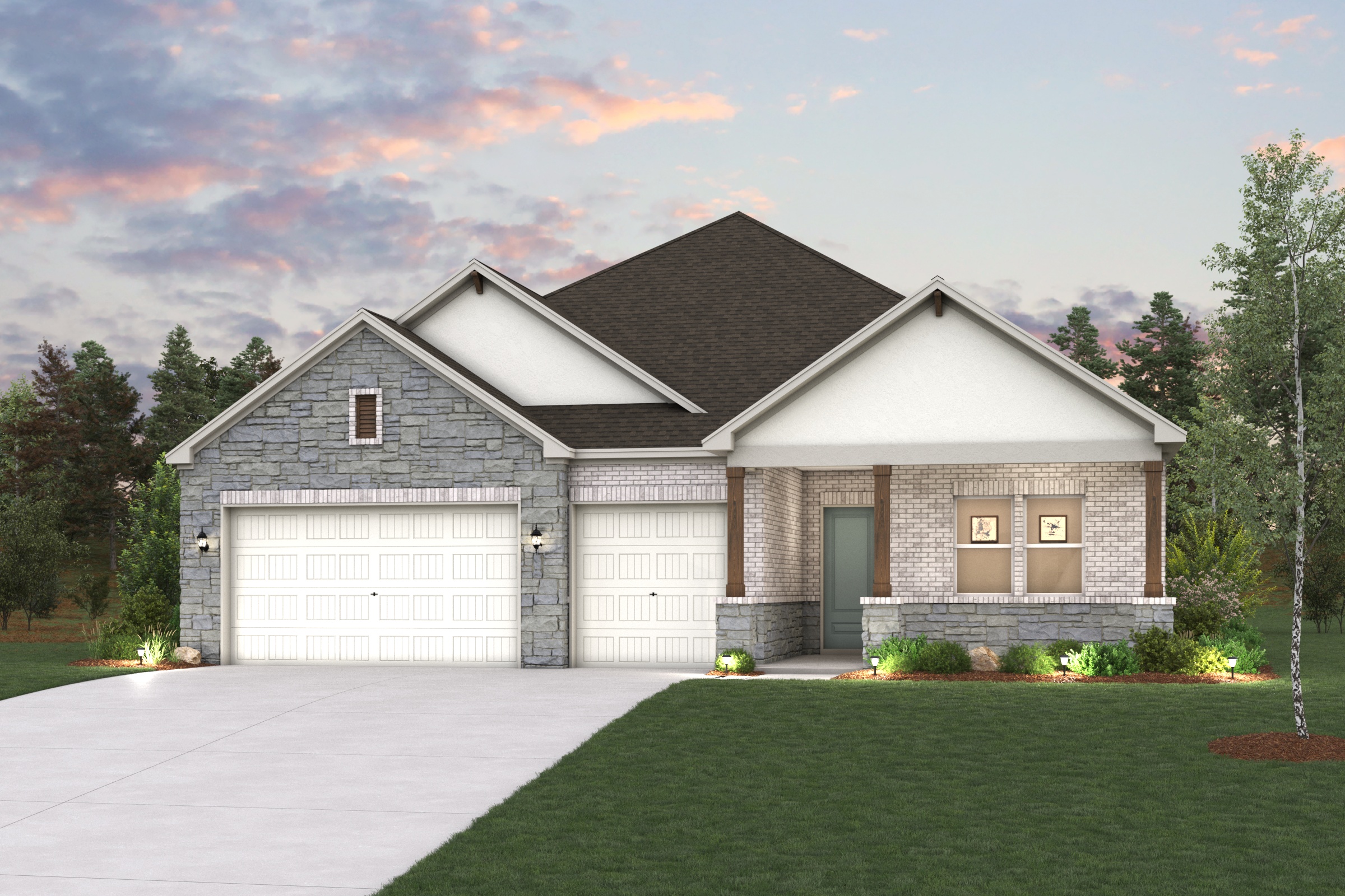 A house with garages and a driveway.