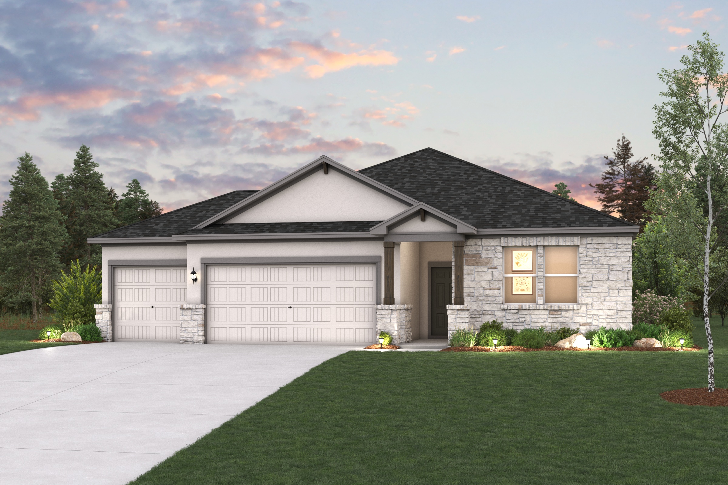 A house with a garage.
