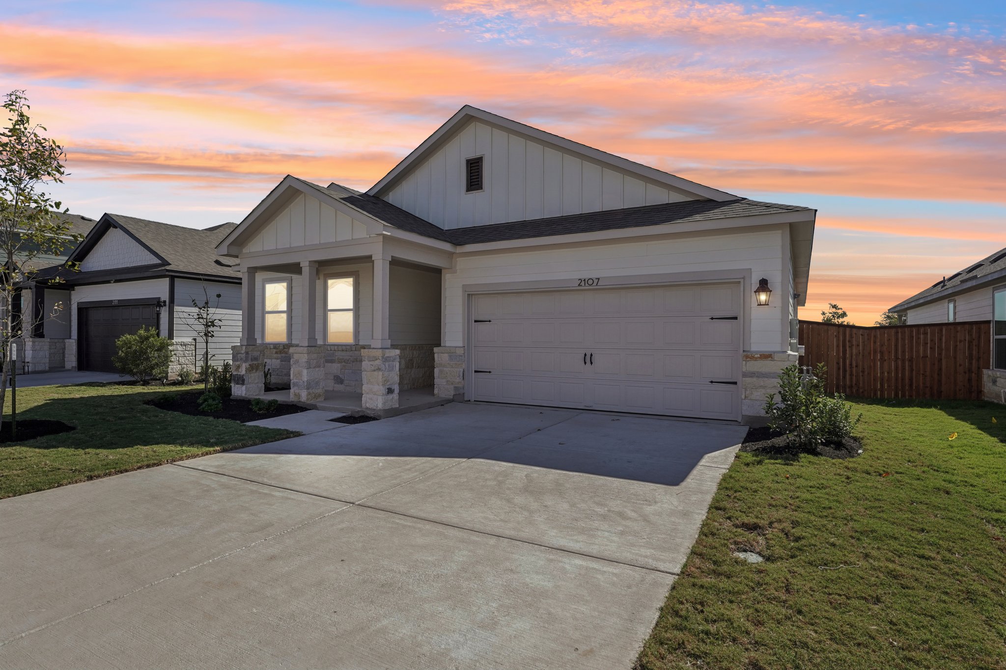 A house with a garage.