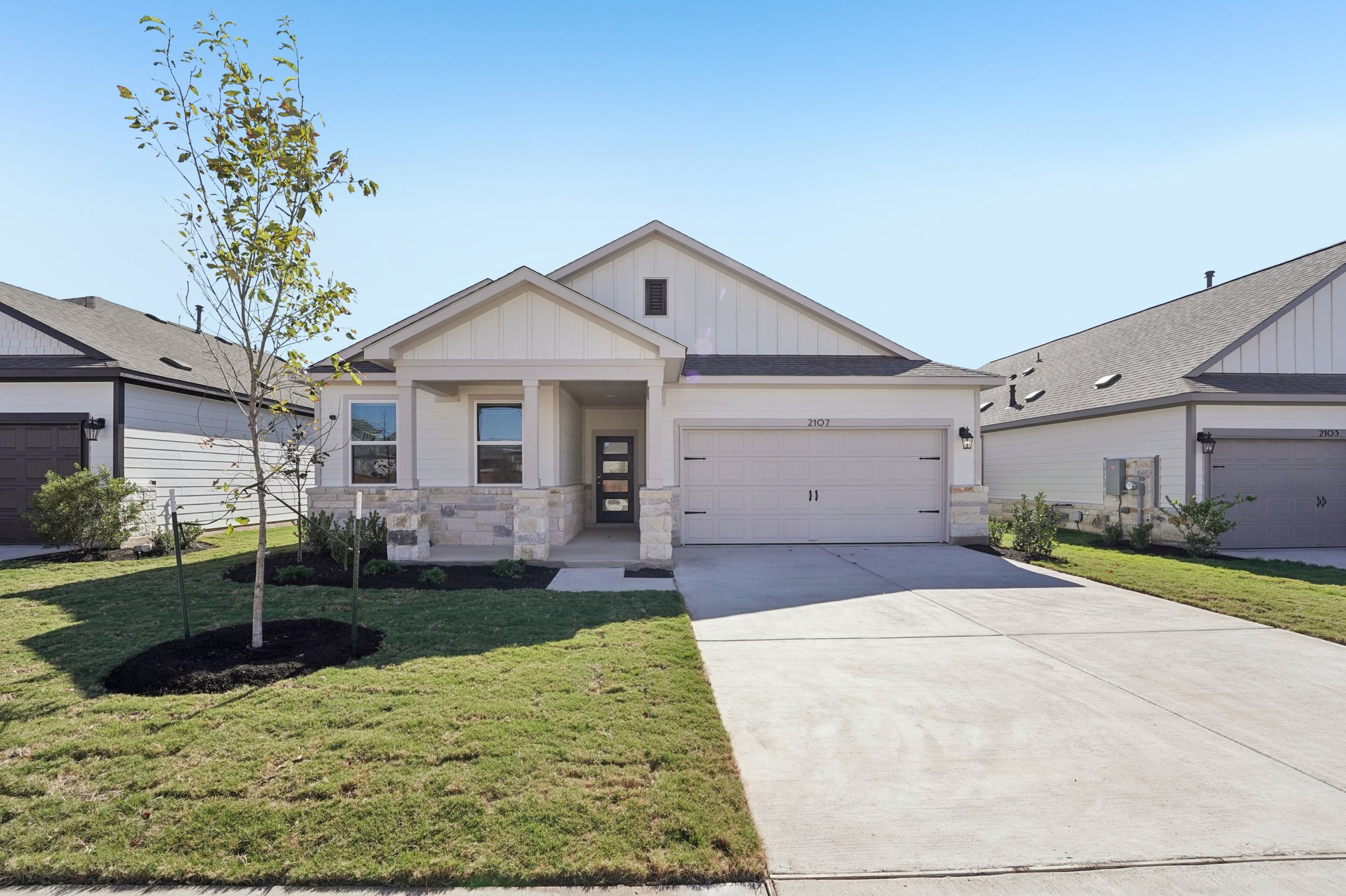 A house with a driveway.