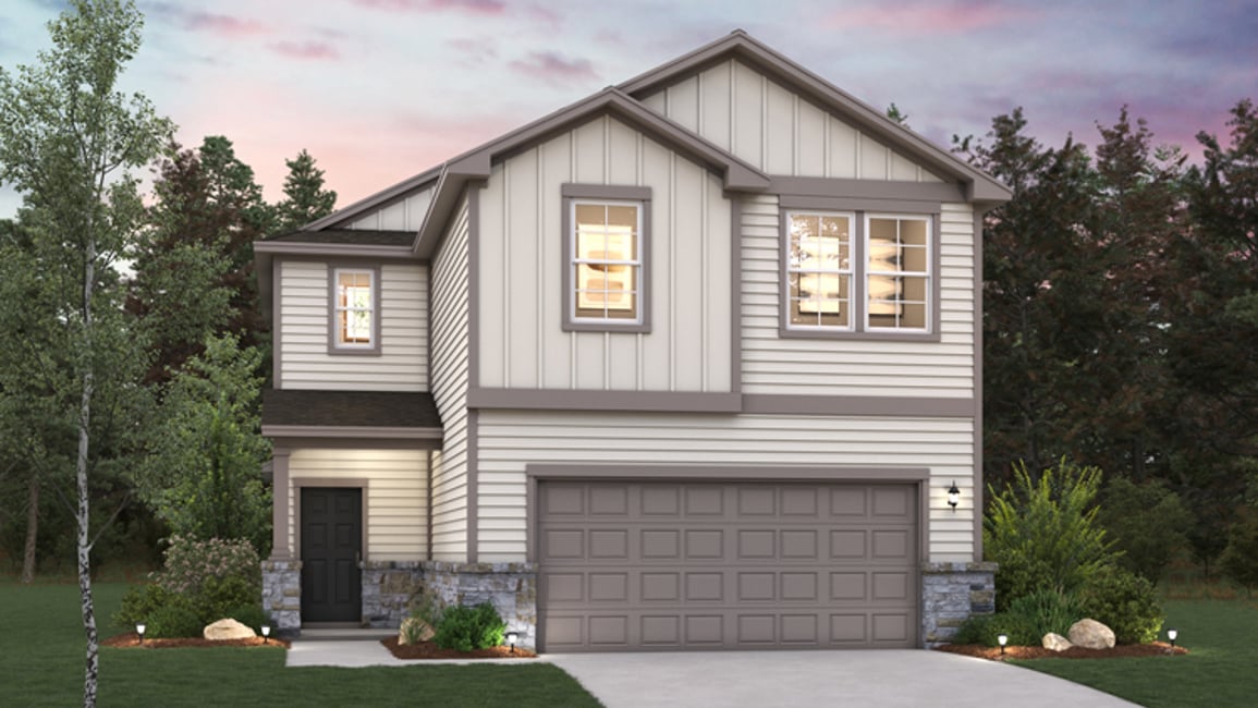 A house with a garage.