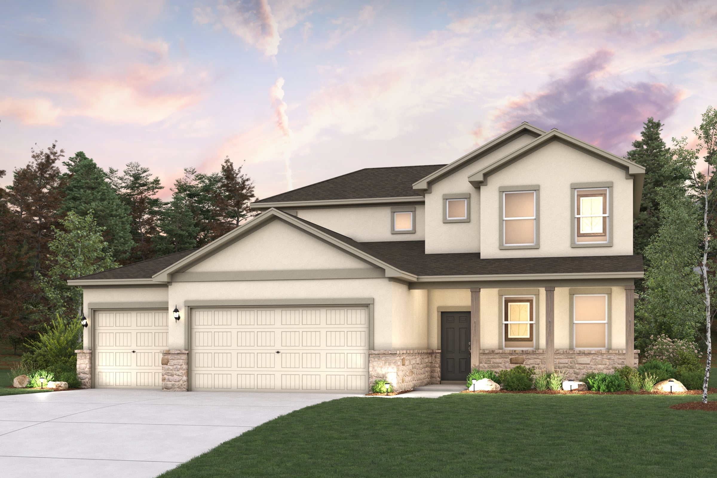 A house with a garage.