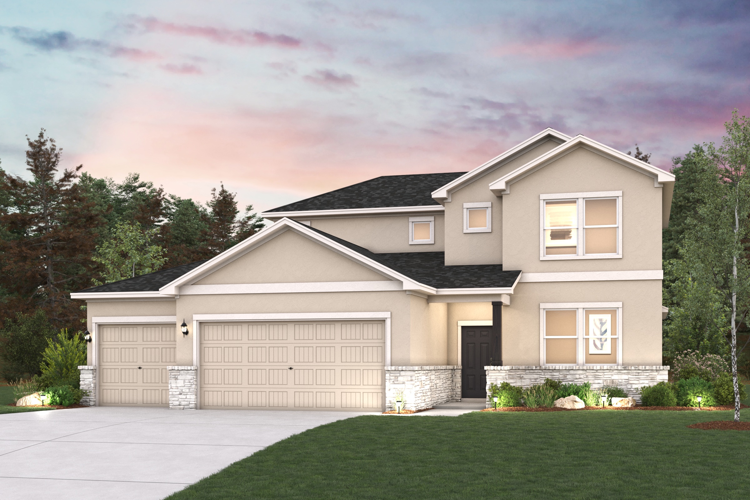 A house with a garage.
