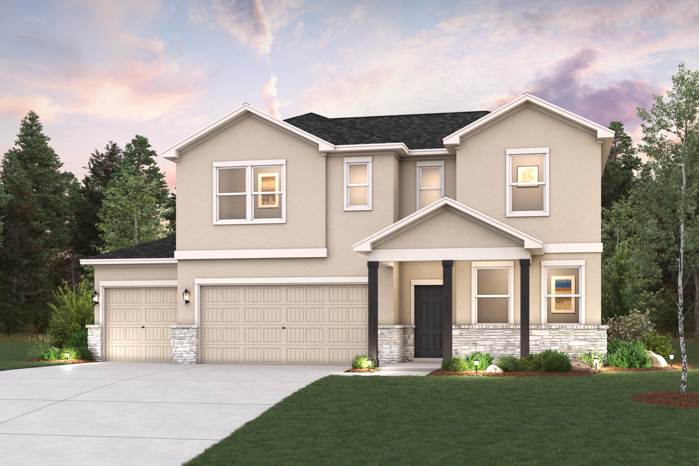 A house with a garage.