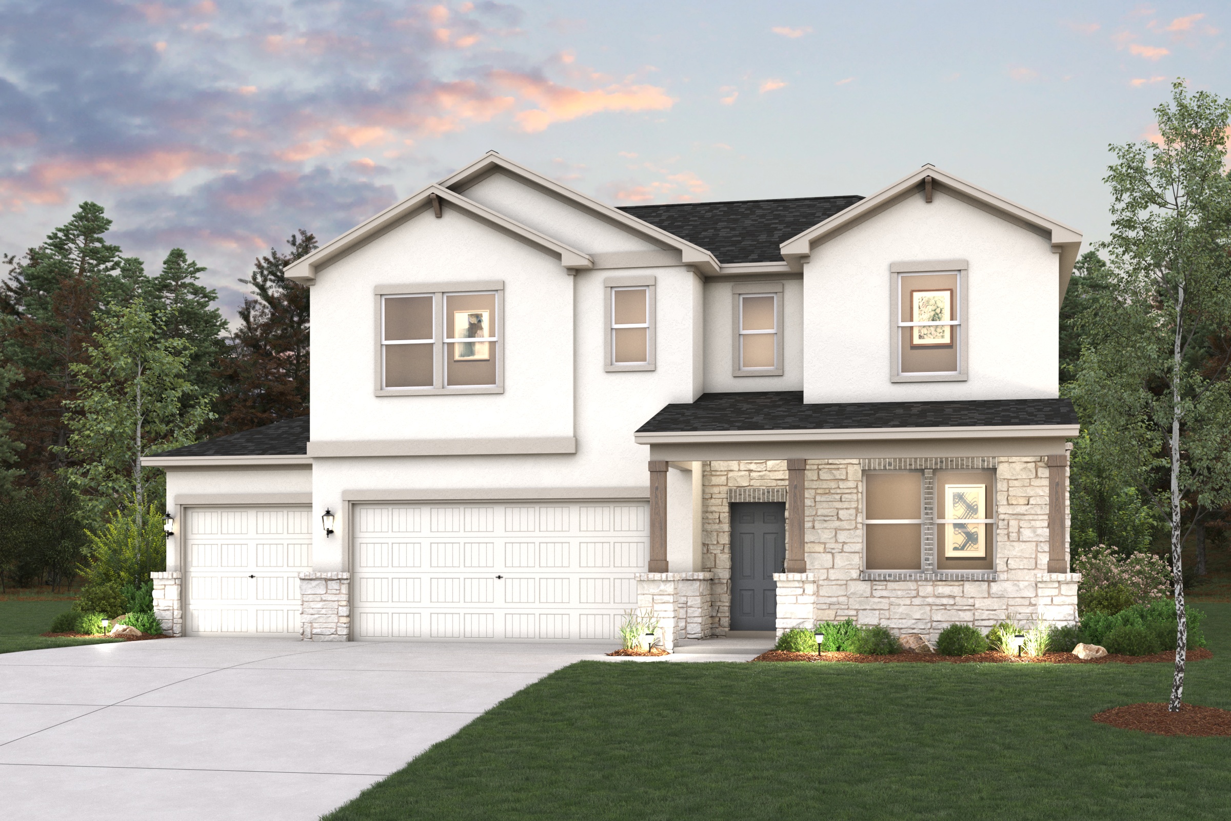 A house with a driveway.