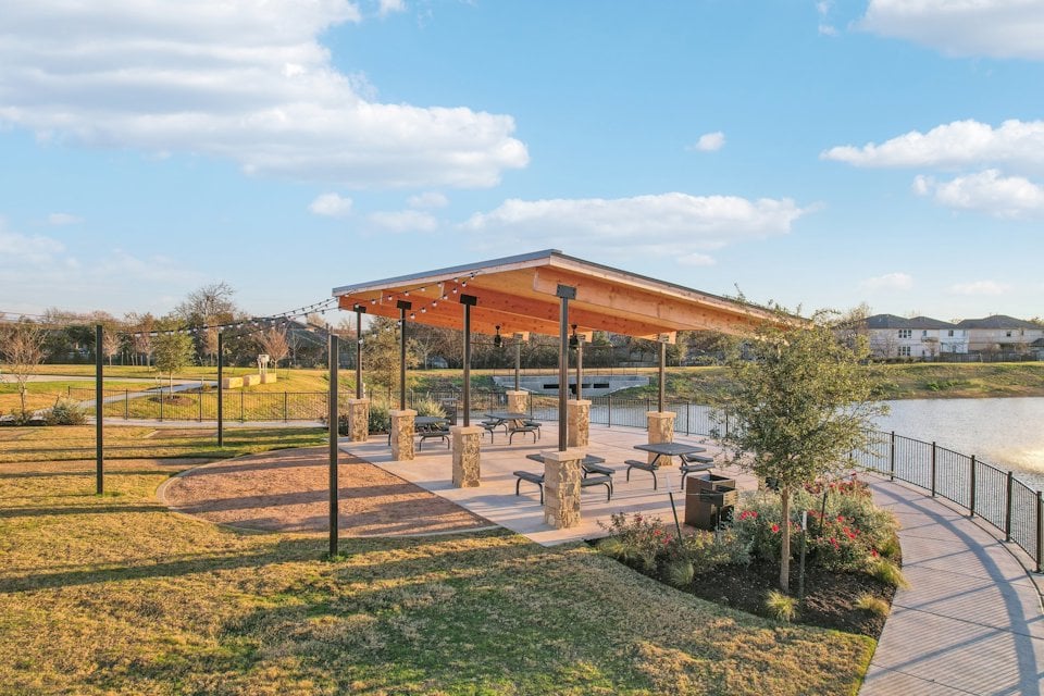 A gazebo in a park.