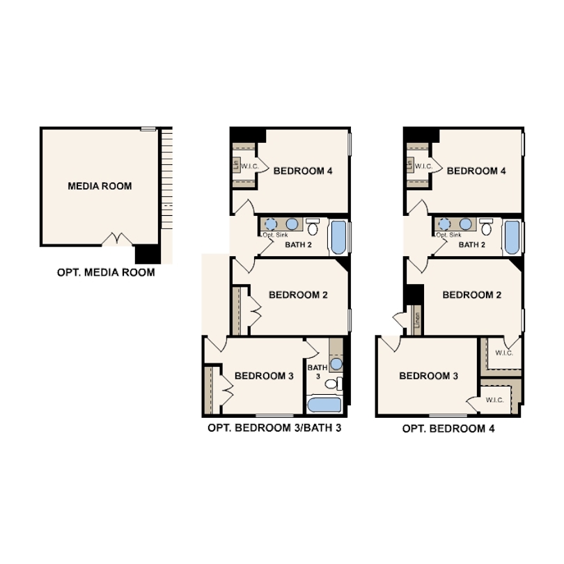Henderson floor plan, second floor options