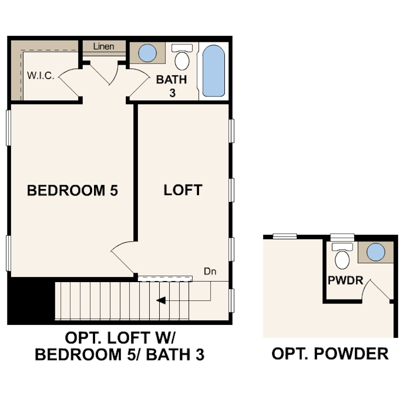 Colorado floor plan, second floor options