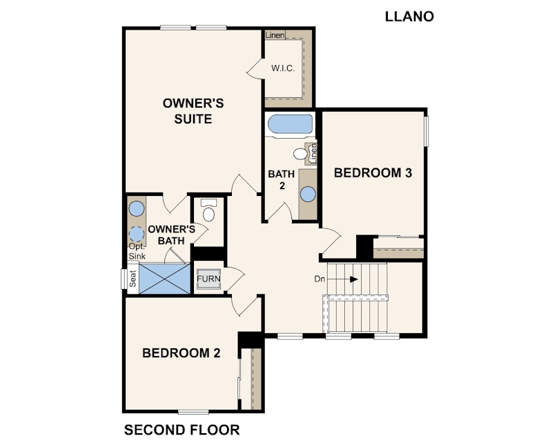 Llano floor plan, second floor 
