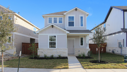A house with a driveway.