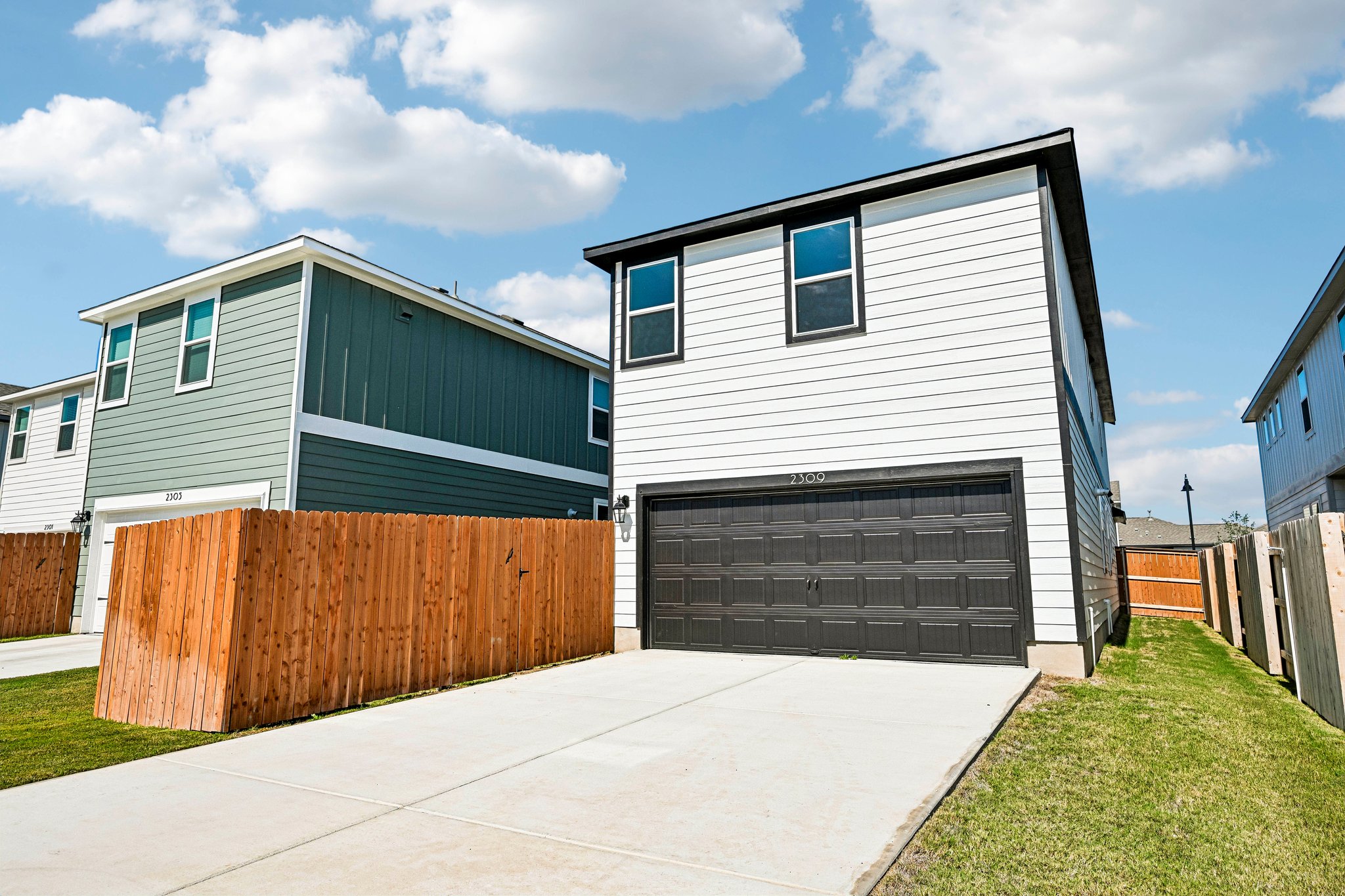 A house with a garage.