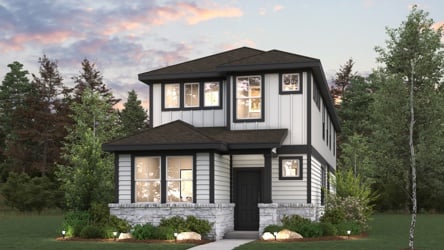 A house with a large front yard.