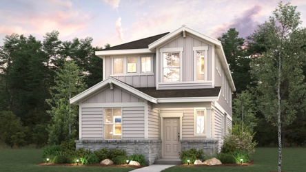 A house with trees around it.