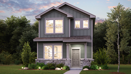 A house with a front yard.