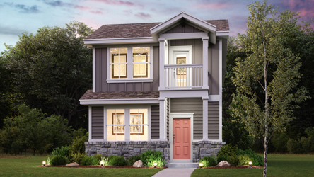 A house with a front yard.