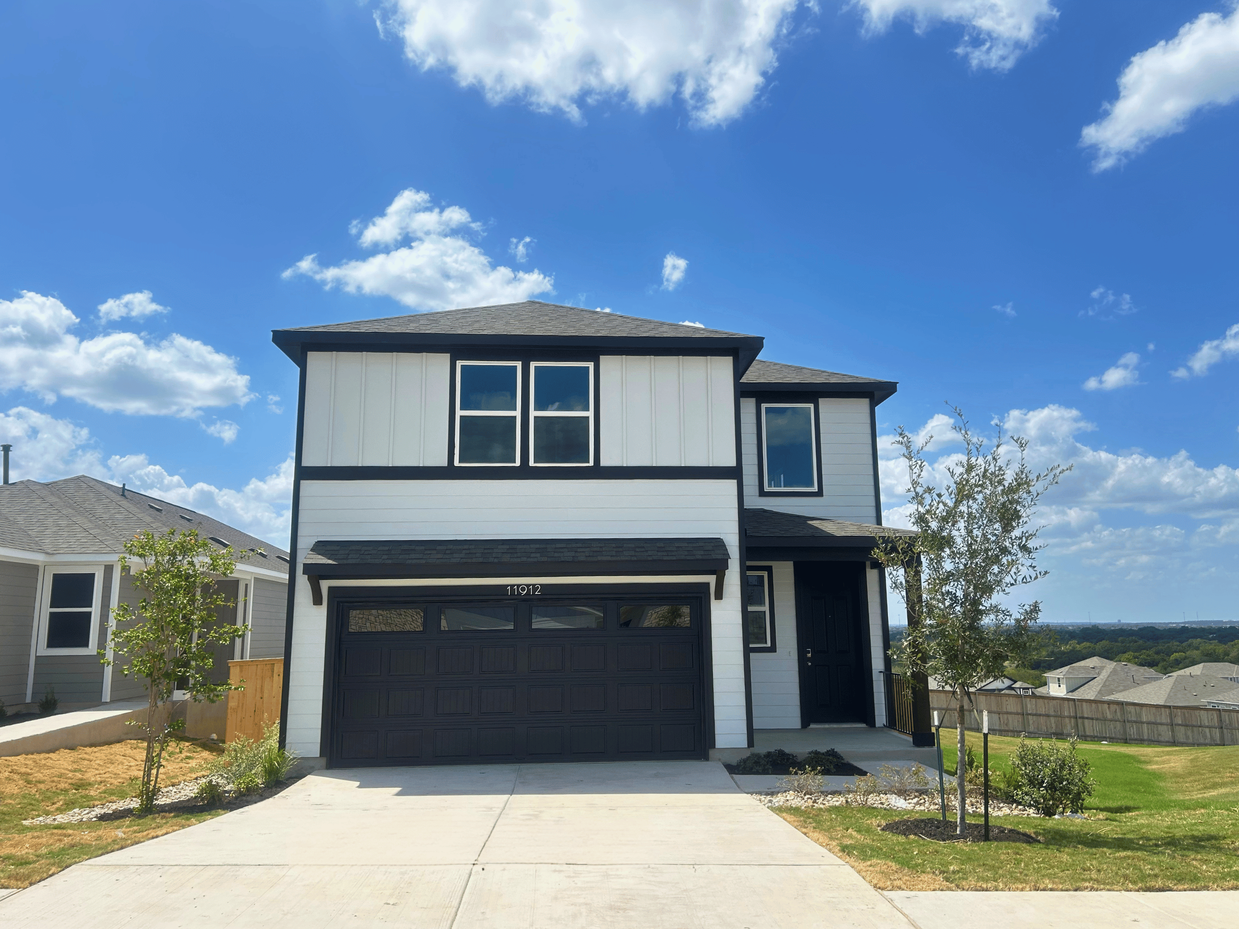 A house with a garage.