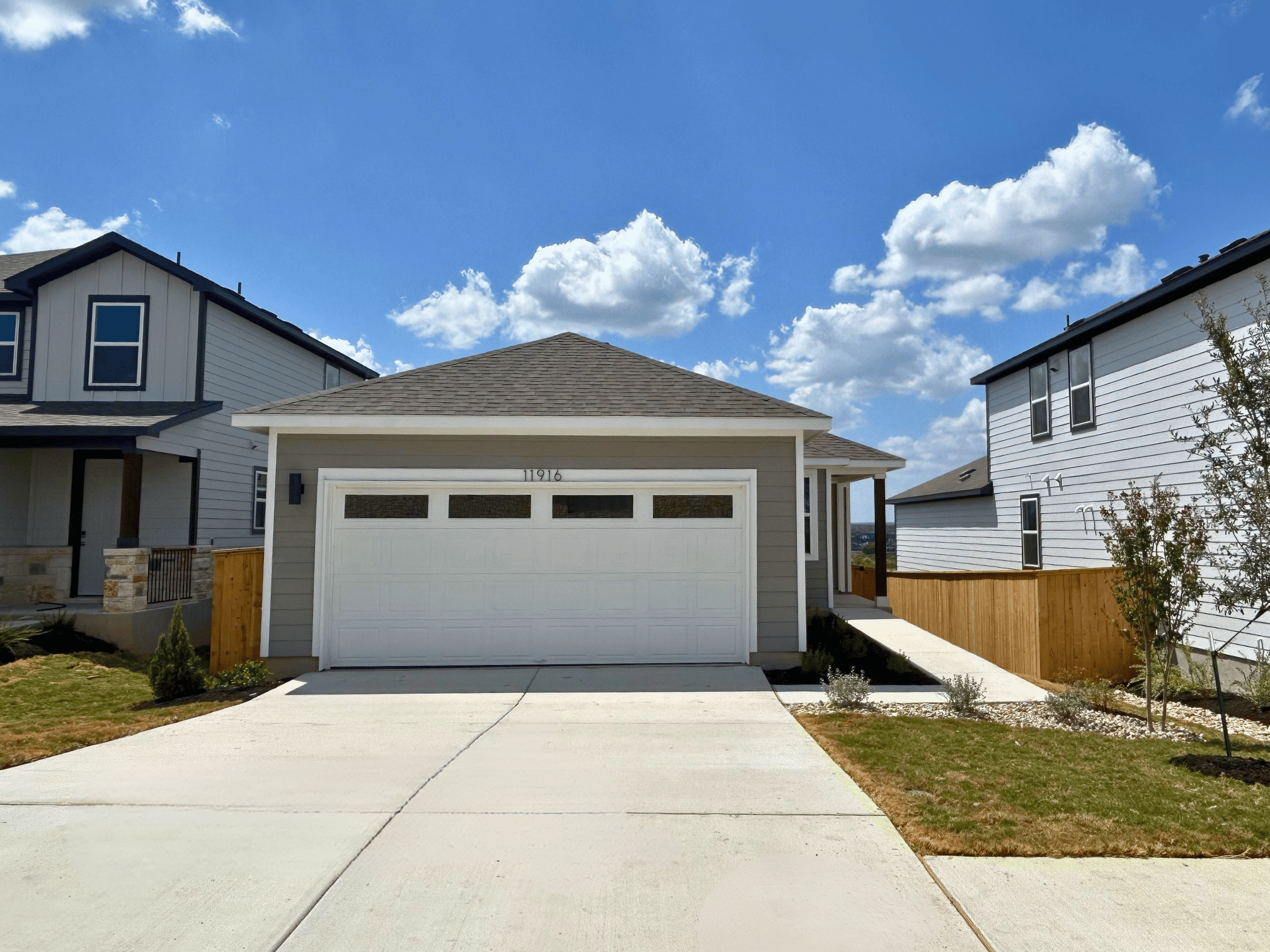 A house with a garage.