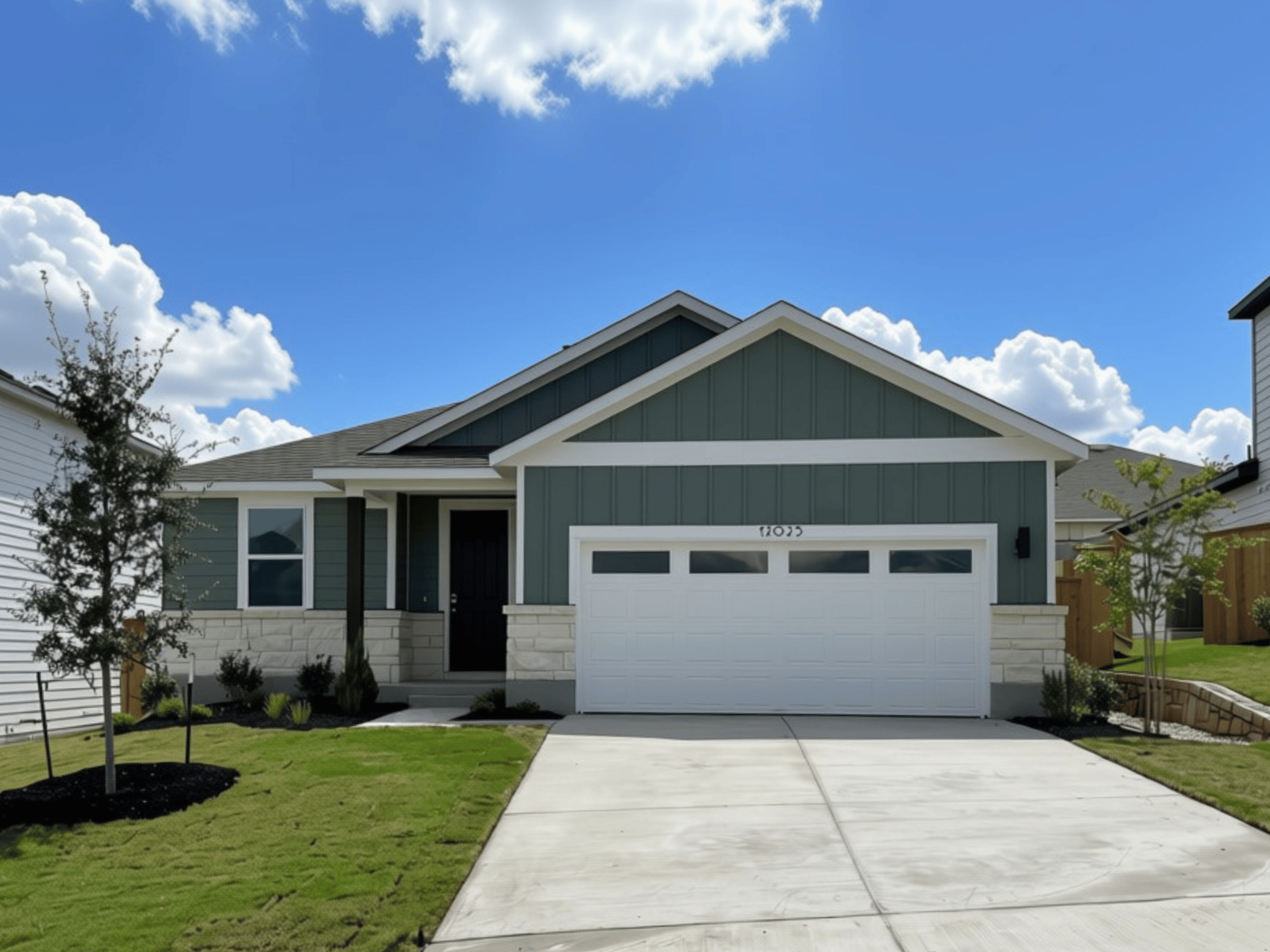 A house with a garage.