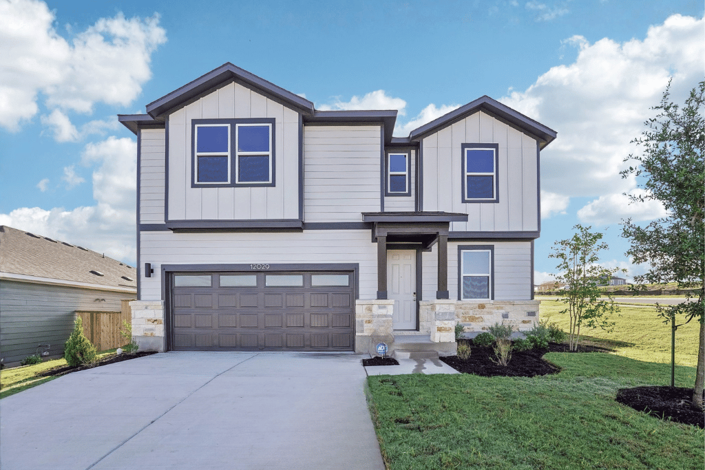 A house with a garage.