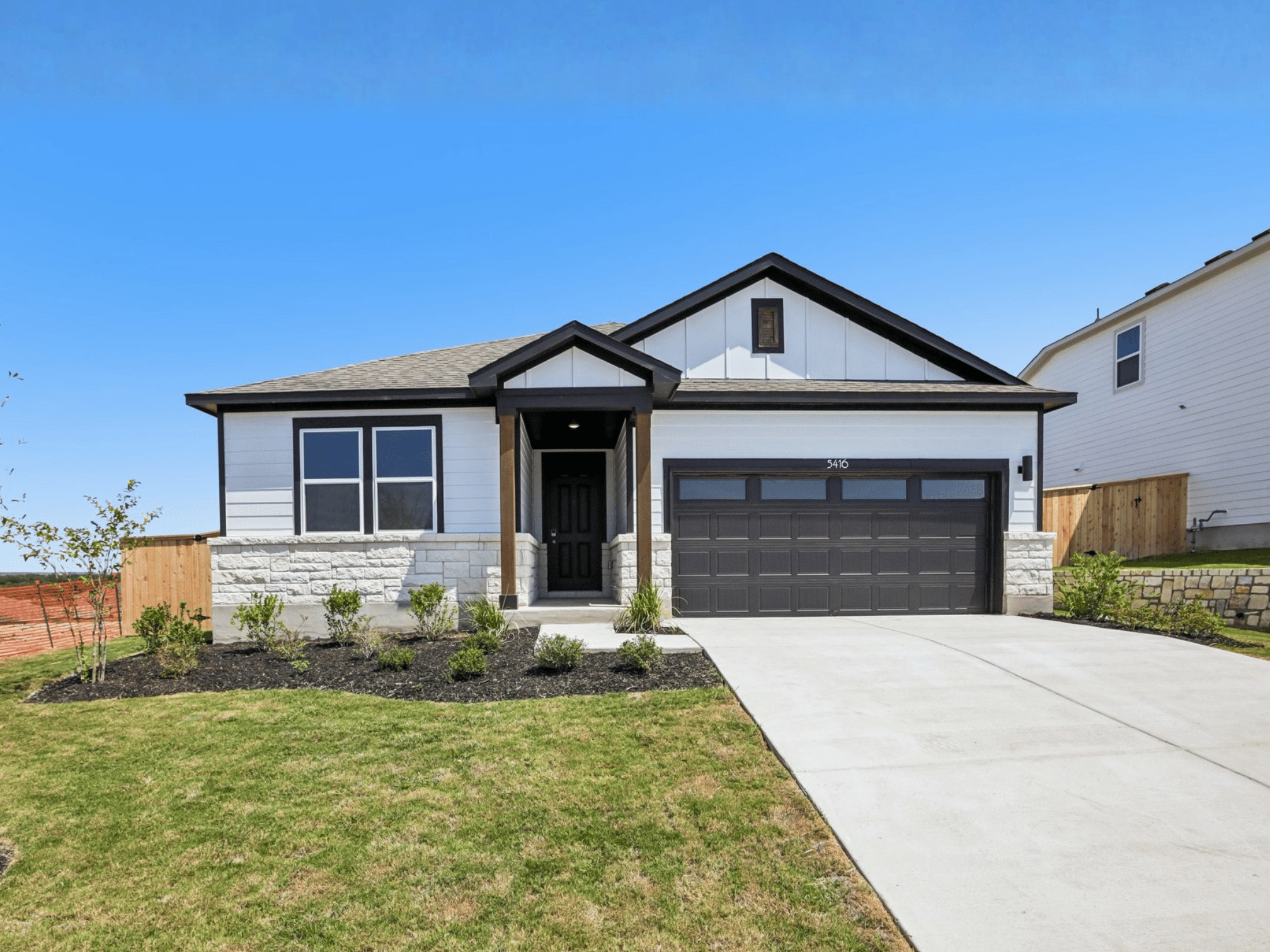 A house with a garage.