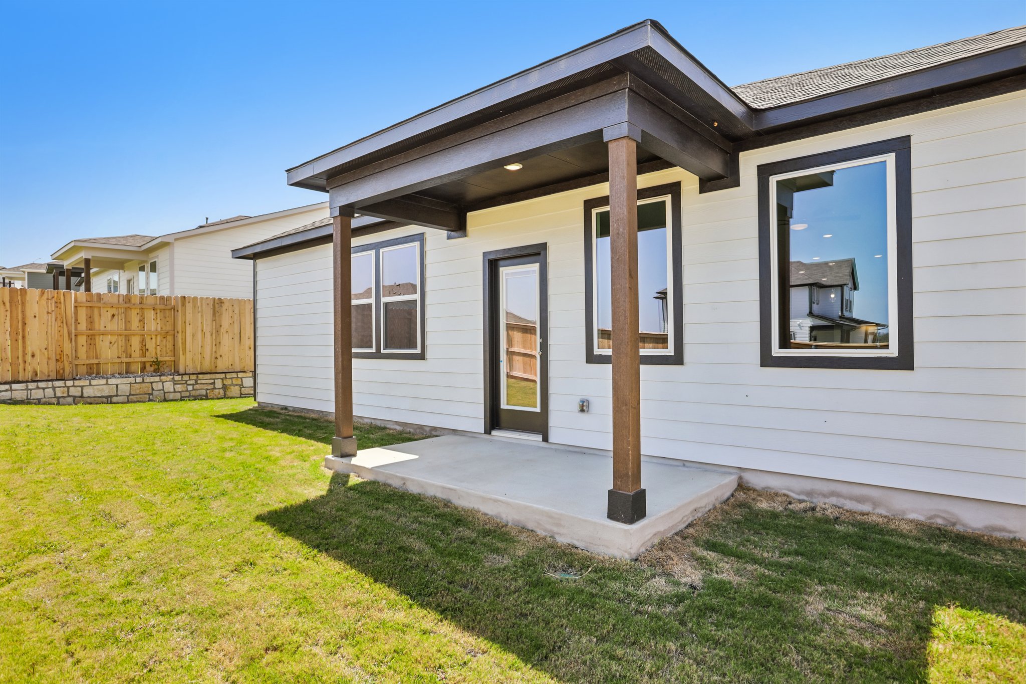 A house with a wood frame.