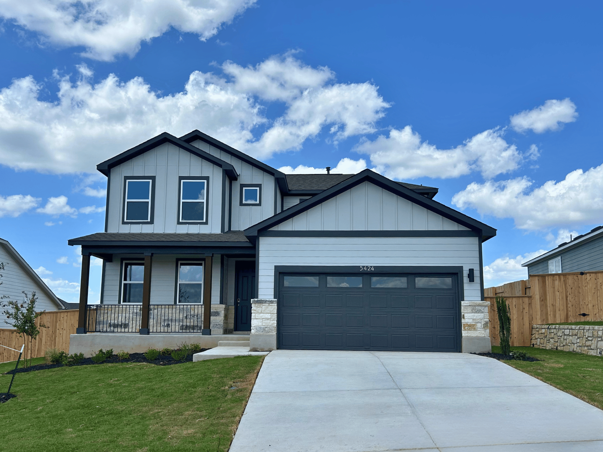A house with a garage.