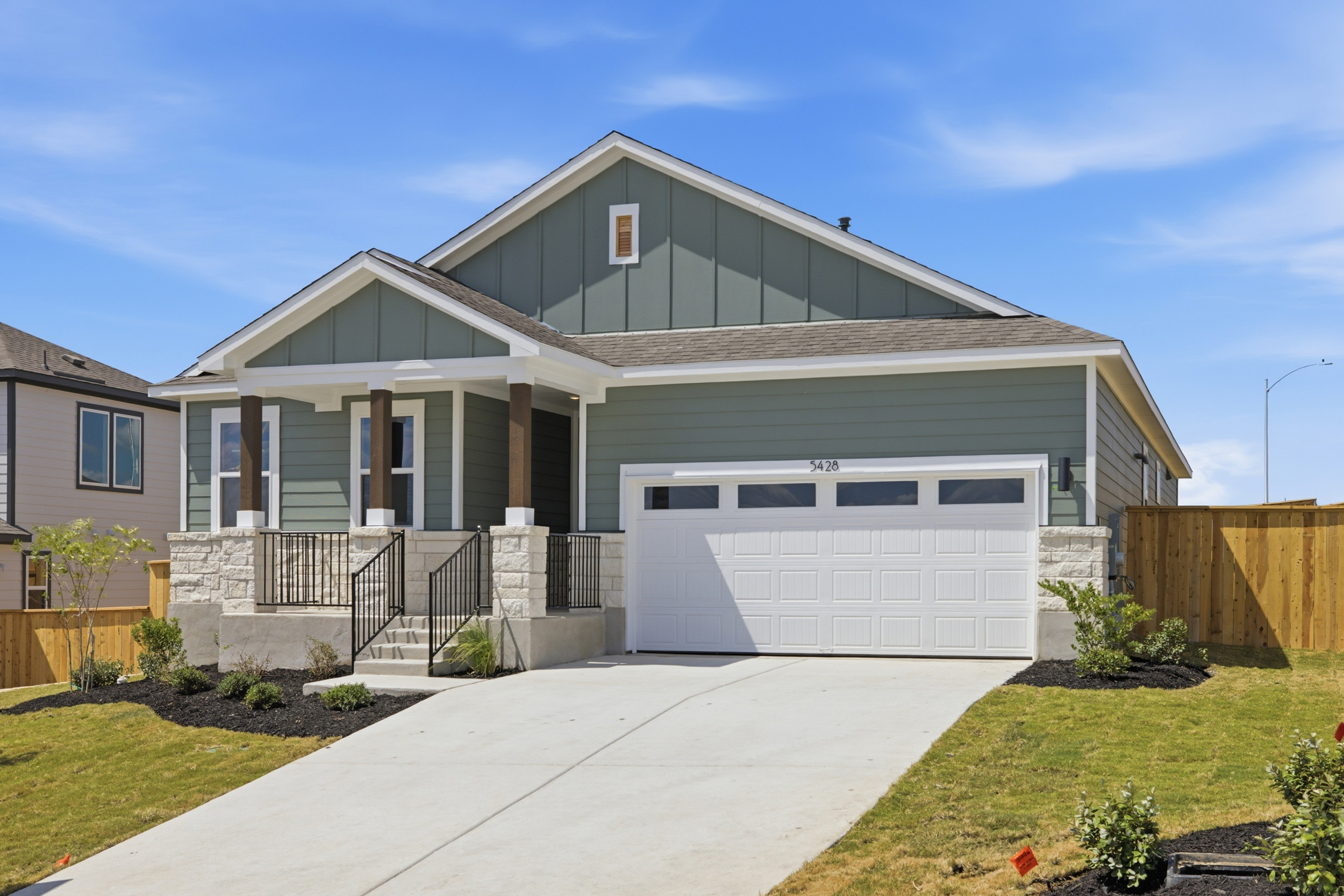 A house with a garage.